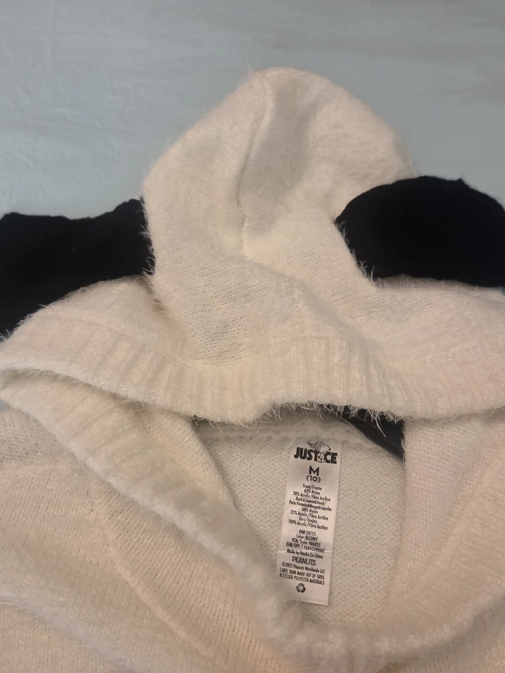 Justice Snoopy Ultra Soft Sweater With Hooded Ears